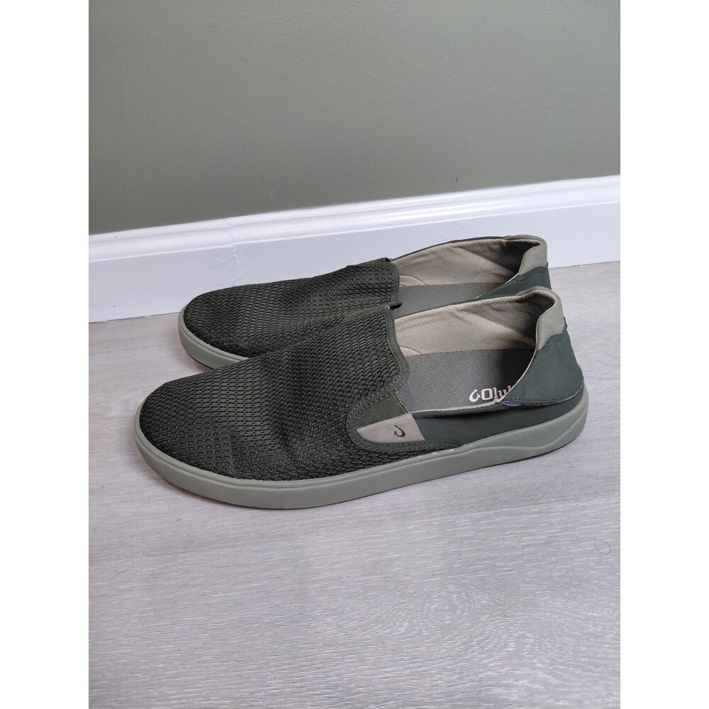 Olukai Lae'Ahi Mens 13M Pavement Olive Green Mesh Slip On Casual Loafer Sneakers